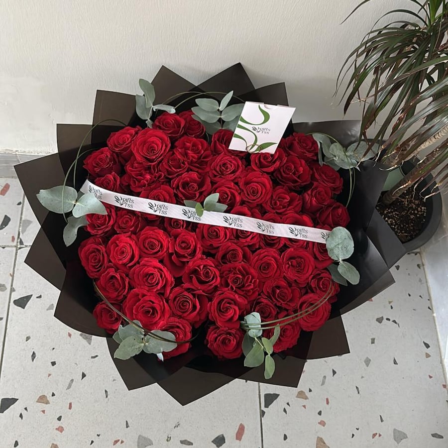 بوكيه ورد احمر 50  ||Bouquet of red roses 50