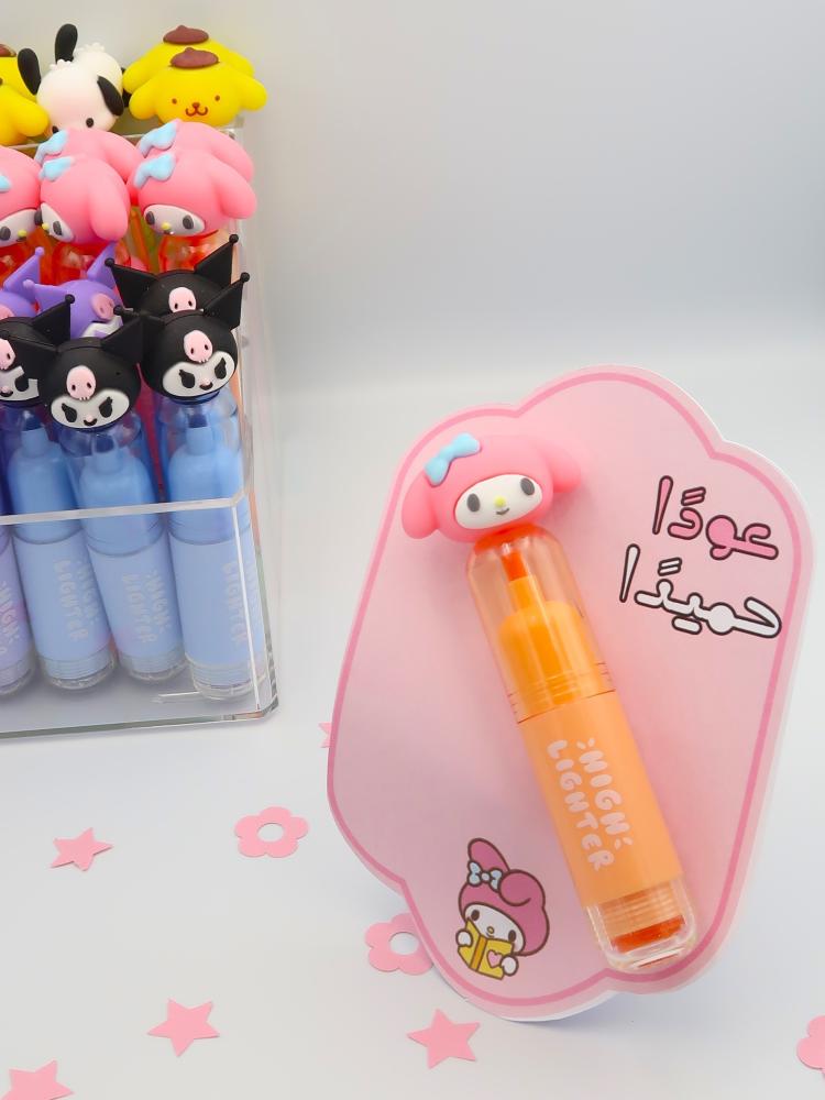 قلم هايلايتر + ختم بتصميم my melody بلونين لمستلزمات العودة إلى المدارس