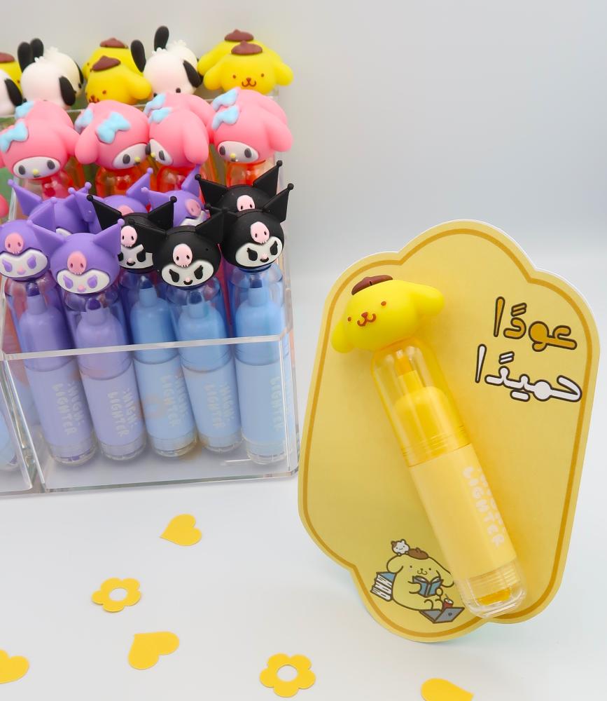 قلم هايلايتر + ختم بتصميم pompompurin بلون واحد لمستلزمات العودة إلى المدارس