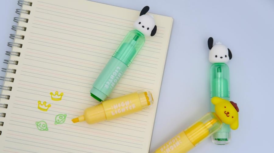 قلم هايلايتر + ختم بتصميم pompompurin بلون واحد لمستلزمات العودة إلى المدارس