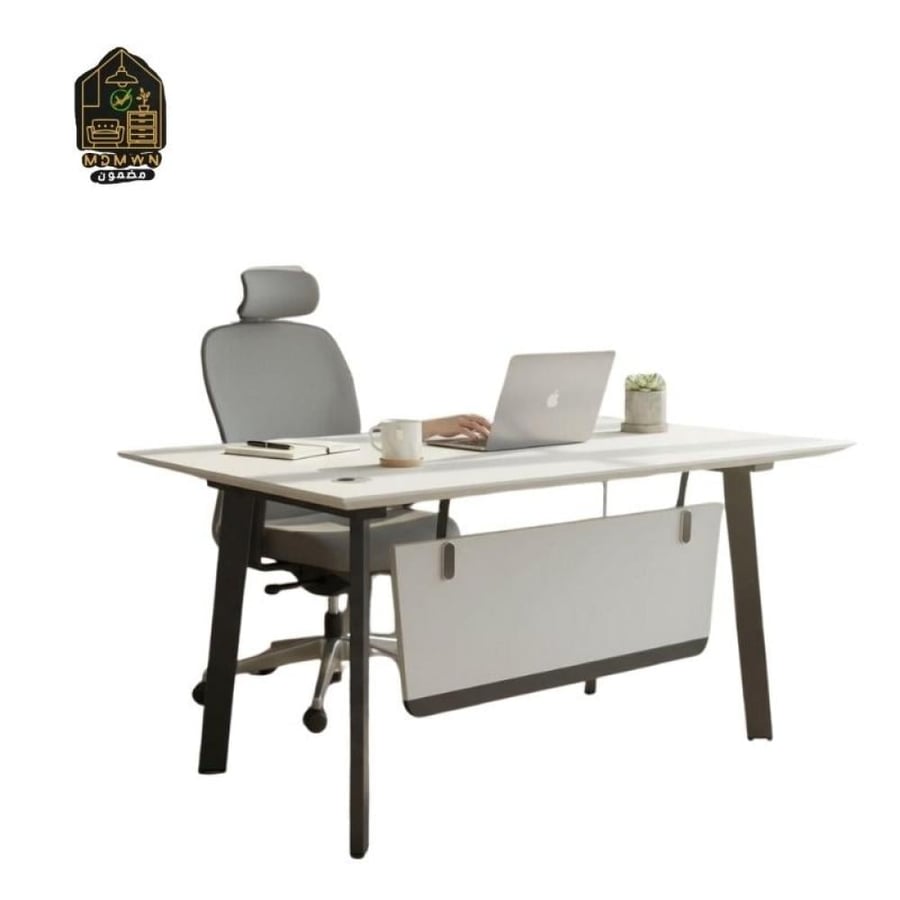 Modern desk 120 cm, white and brown