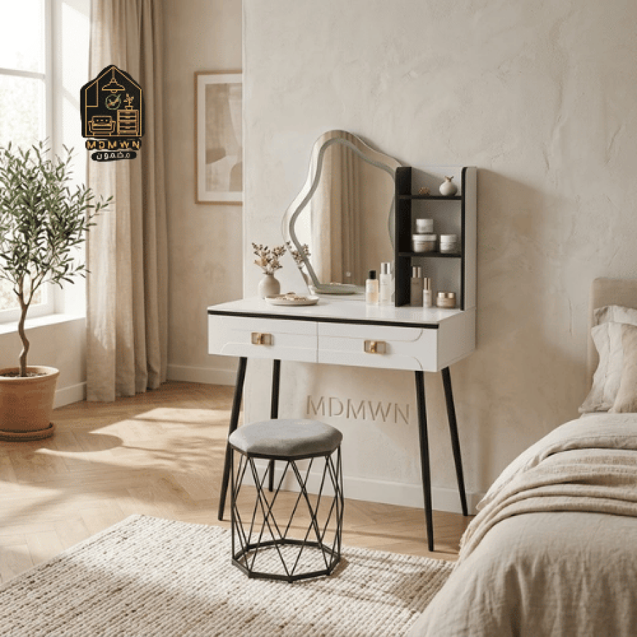 طقم تسريحة بمرآة بتصميم مودرن