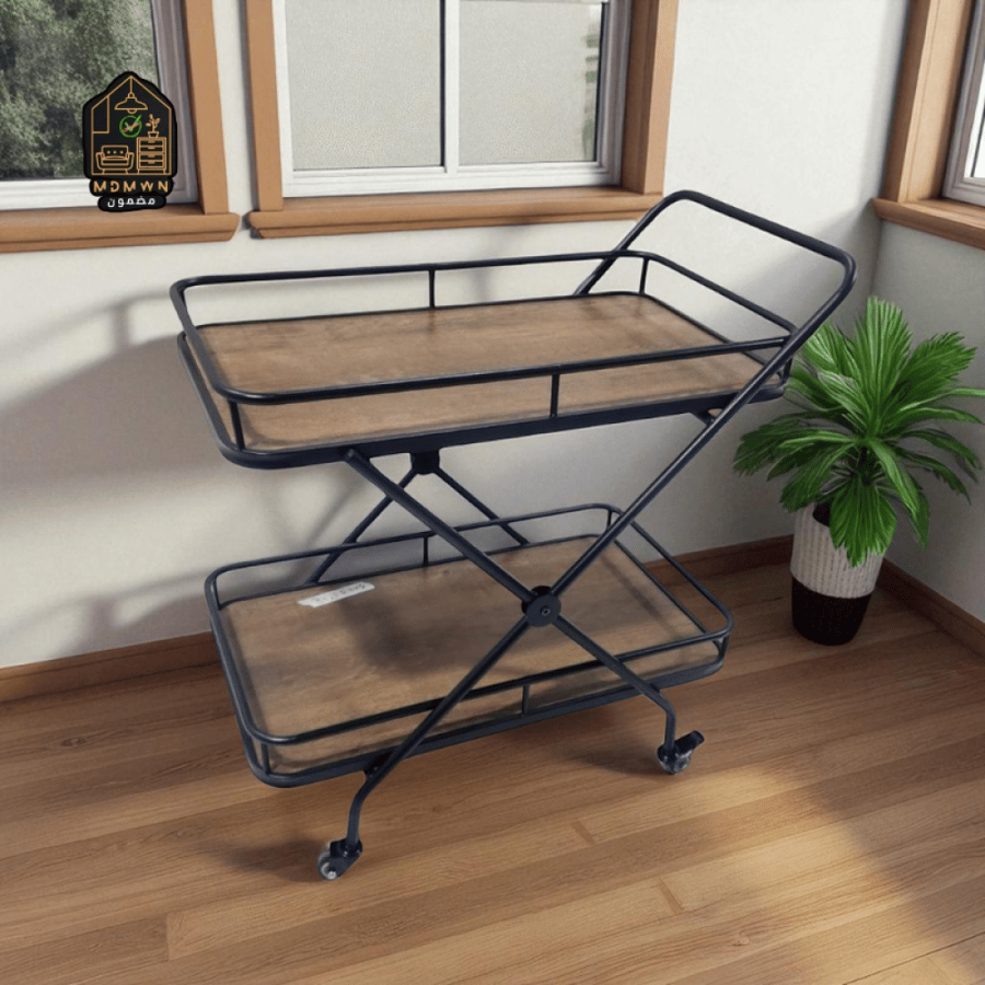 Serving Cart with Guard Rail - Safe, Durable, and the Perfect Stand for Every Corner