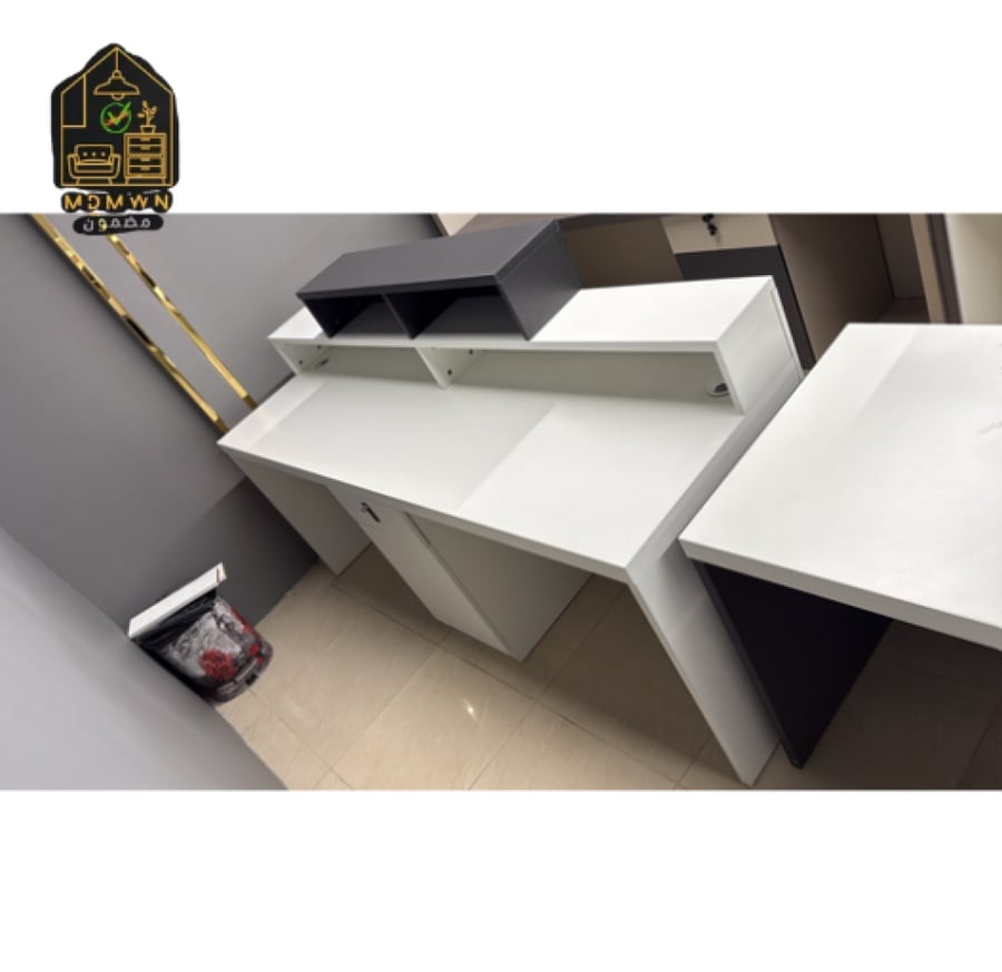 Modern reception counter, white and gray