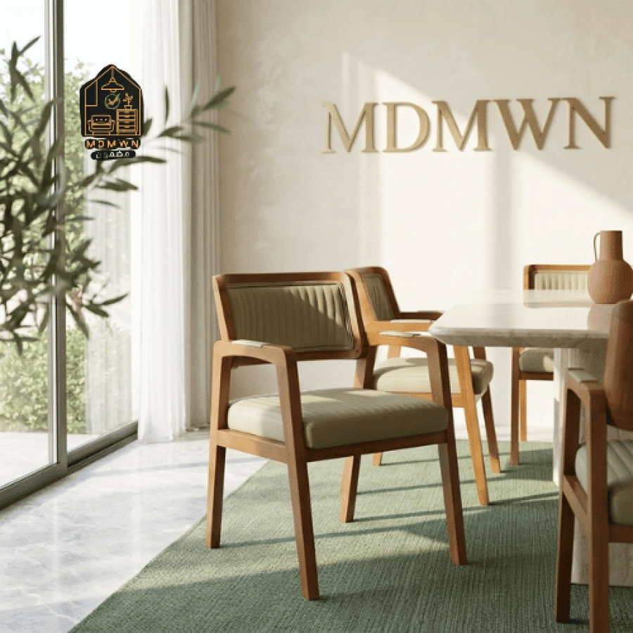 Modern wooden chair with padded seat and back