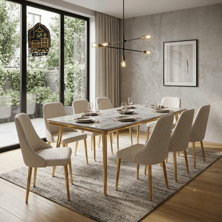 Modern dining table set with 8 chairs
