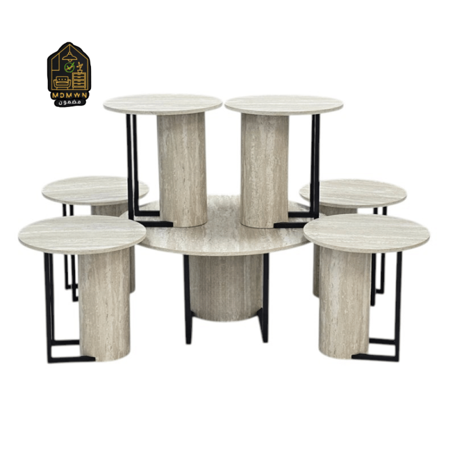 Modwin Marble Table Set - Modern Interlocking Design