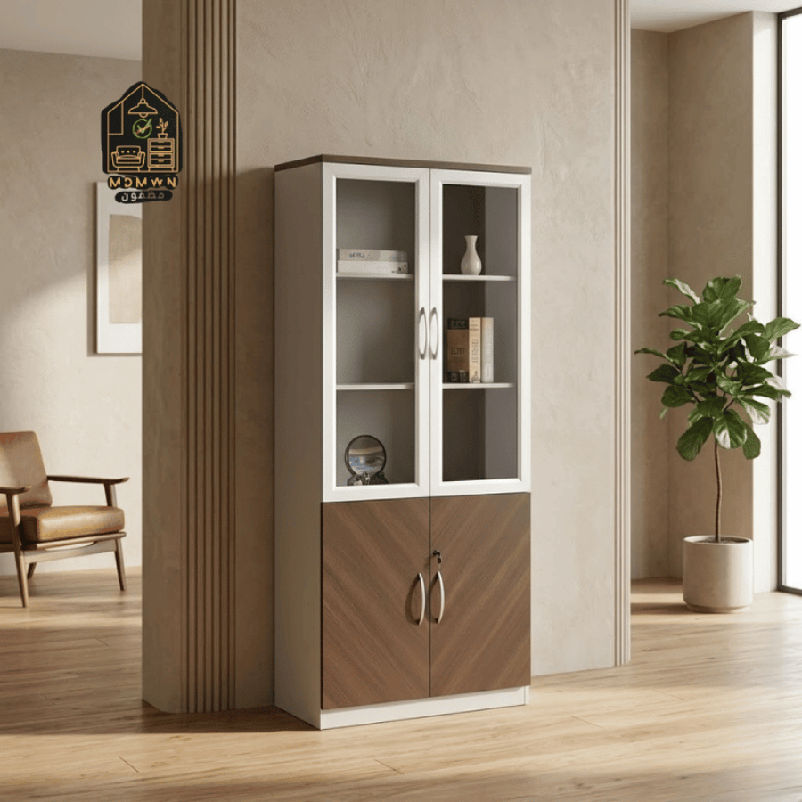 دولاب ملفات كلاسيك ببابين زجاج