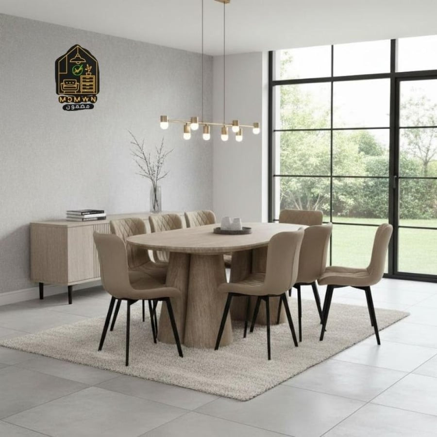 Elegant oval dining table with 8 chairs