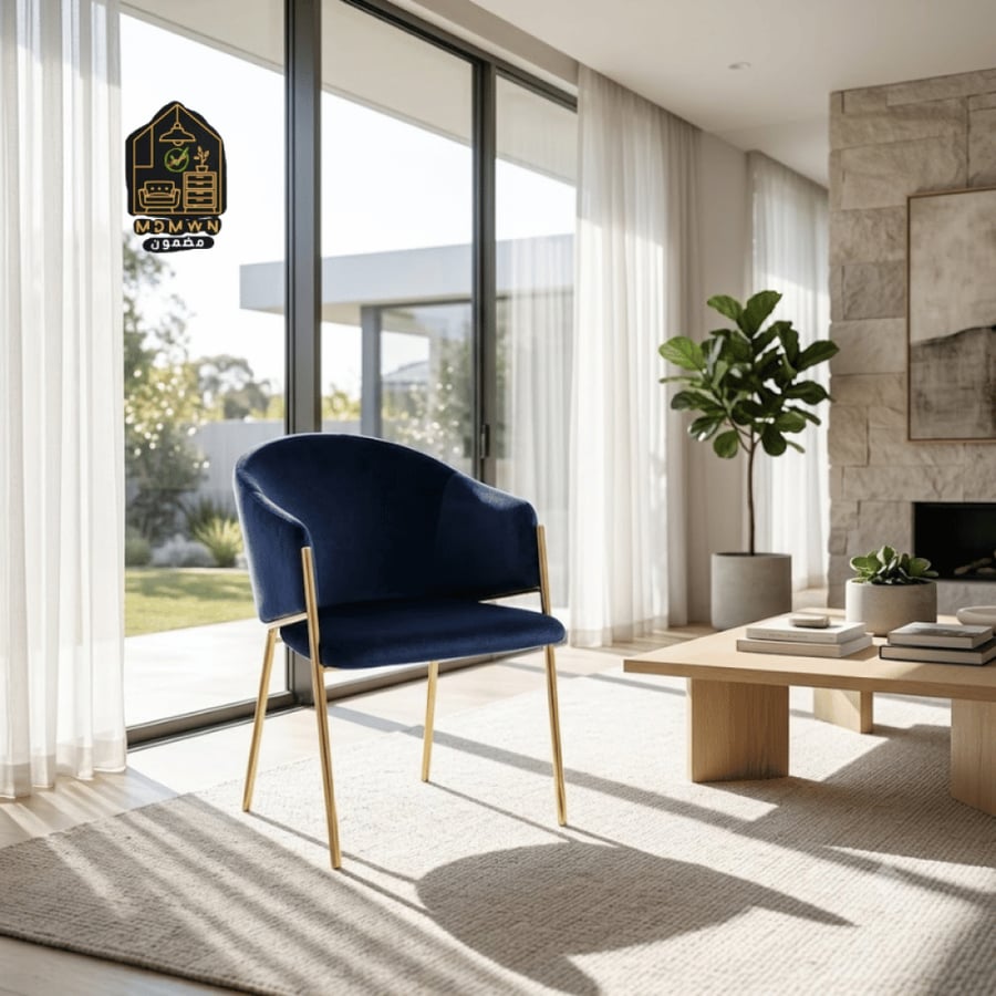 Modern single chair, two-tone velvet
