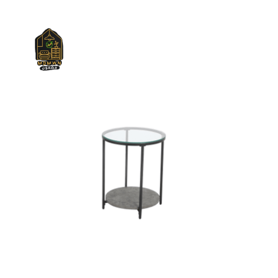 Small serving table with clear glass top