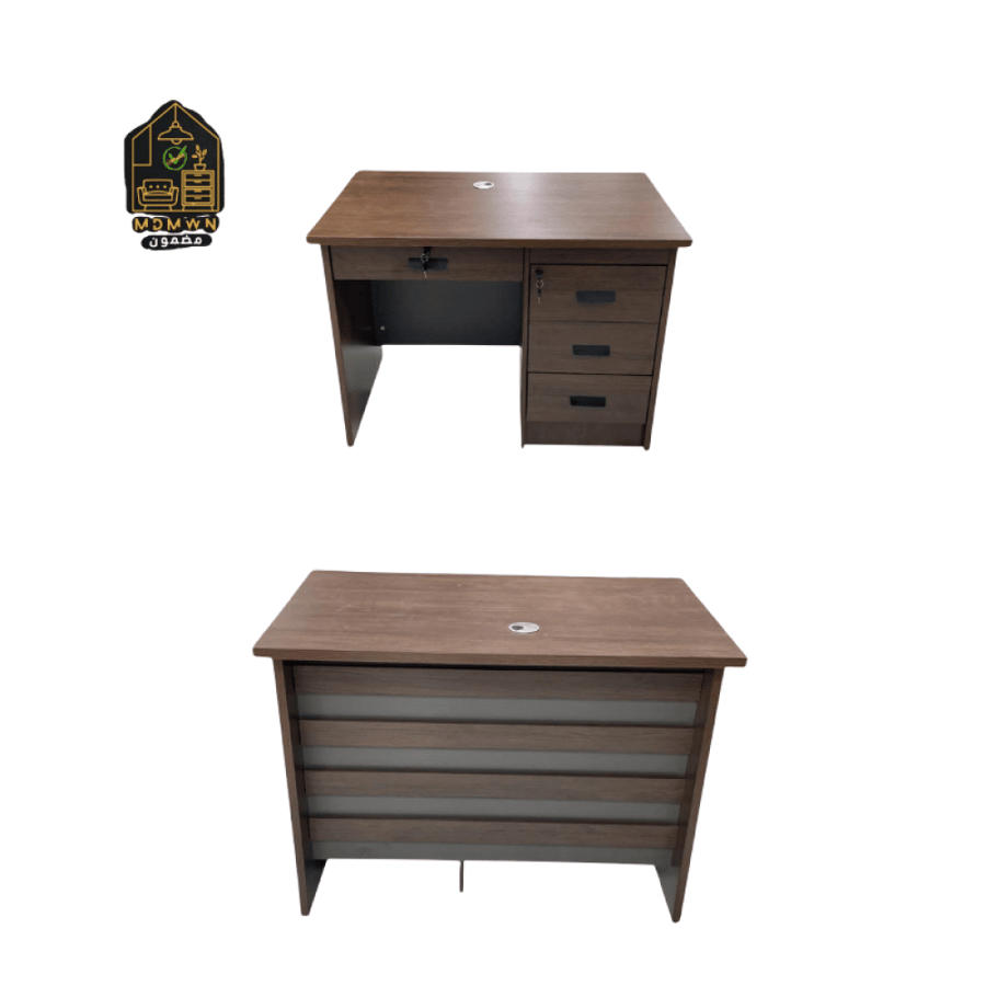 Modern wooden desk with drawers (available in three colors: beige, brown, camel)