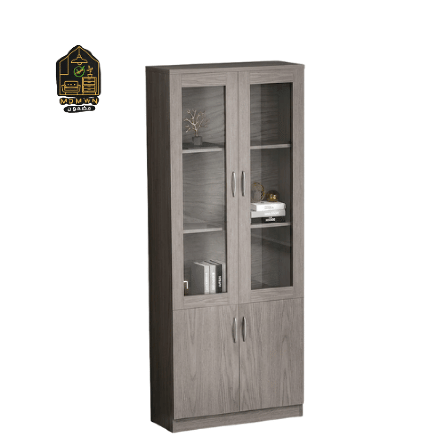 دولاب مكتبي تصميم هادي وأبواب زجاجية