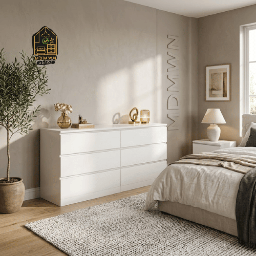 دولاب أدراج عريض 6 درج بتصميم مزدوج