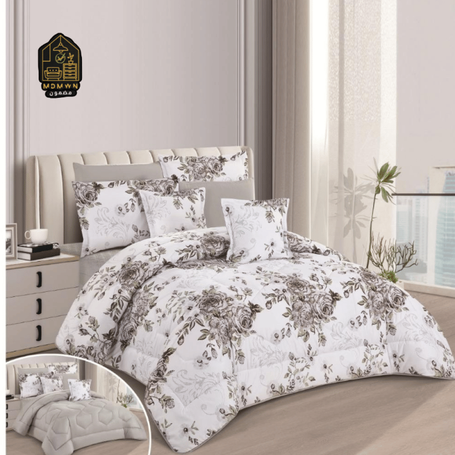 8-piece brown floral design duvet cover set