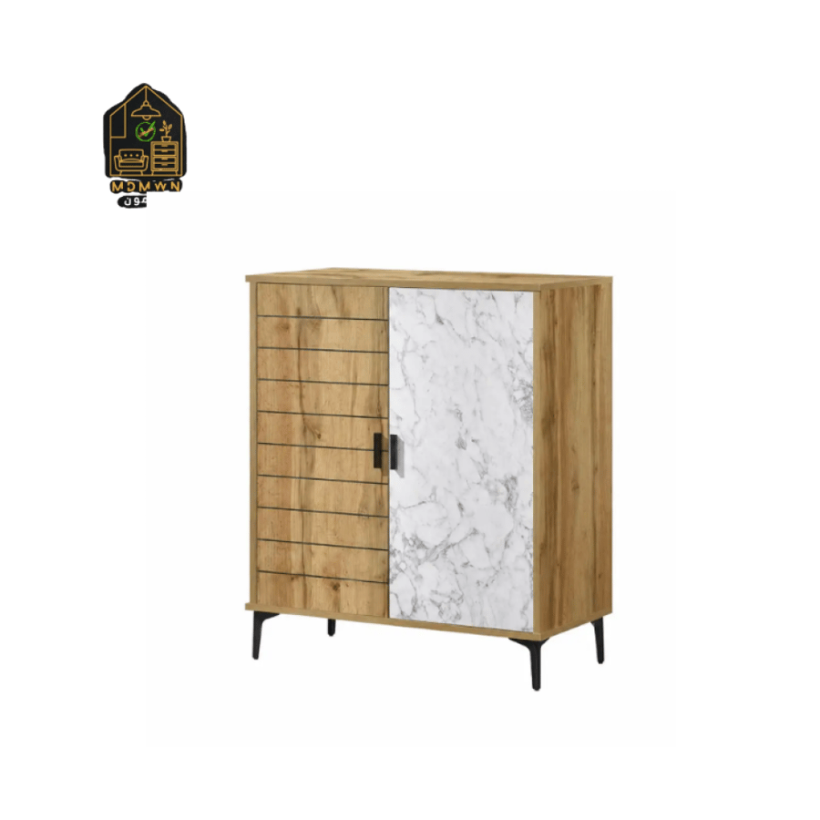 Modern marble-designed two-door shoe cabinet