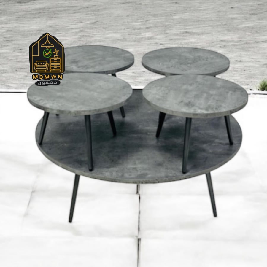 Stylish wood and metal nesting round table set