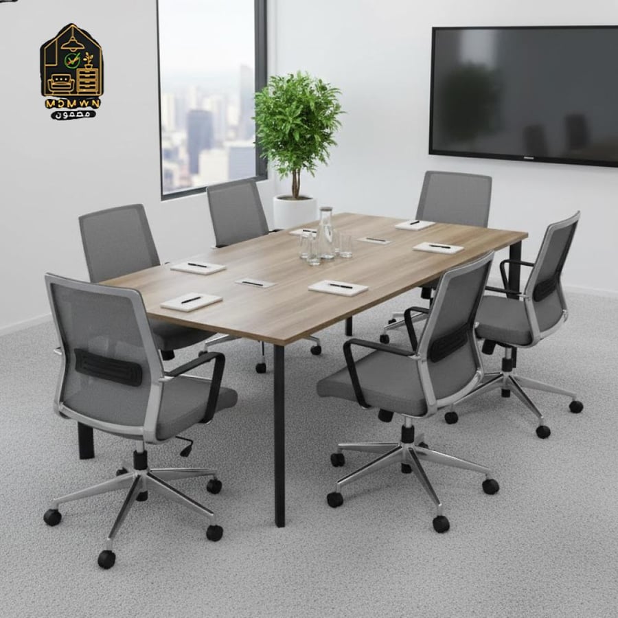 طاولة اجتماعات مستطيلة مودرن بأرجل حديد