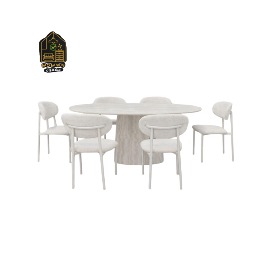 Round ceramic dining tables with 6 chairs