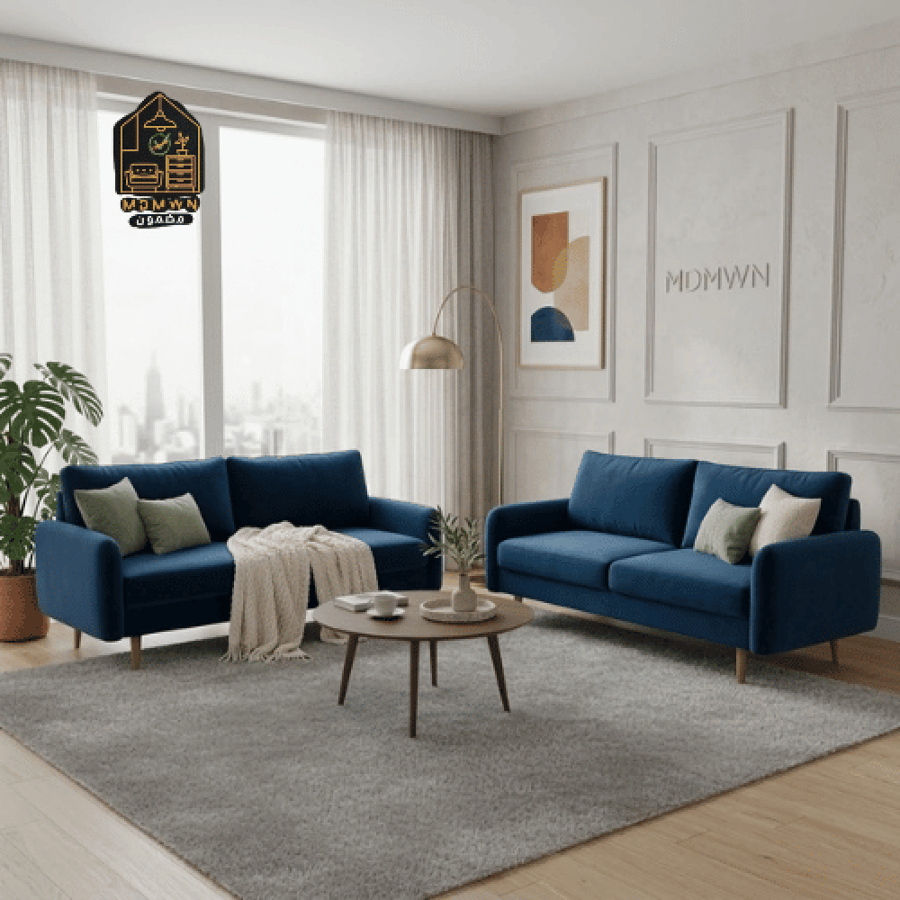 Sofa set consisting of a three-seater and a two-seater sofa, blue color