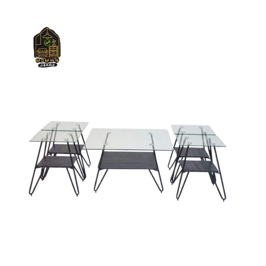5-piece glass tea table set, multi-colored