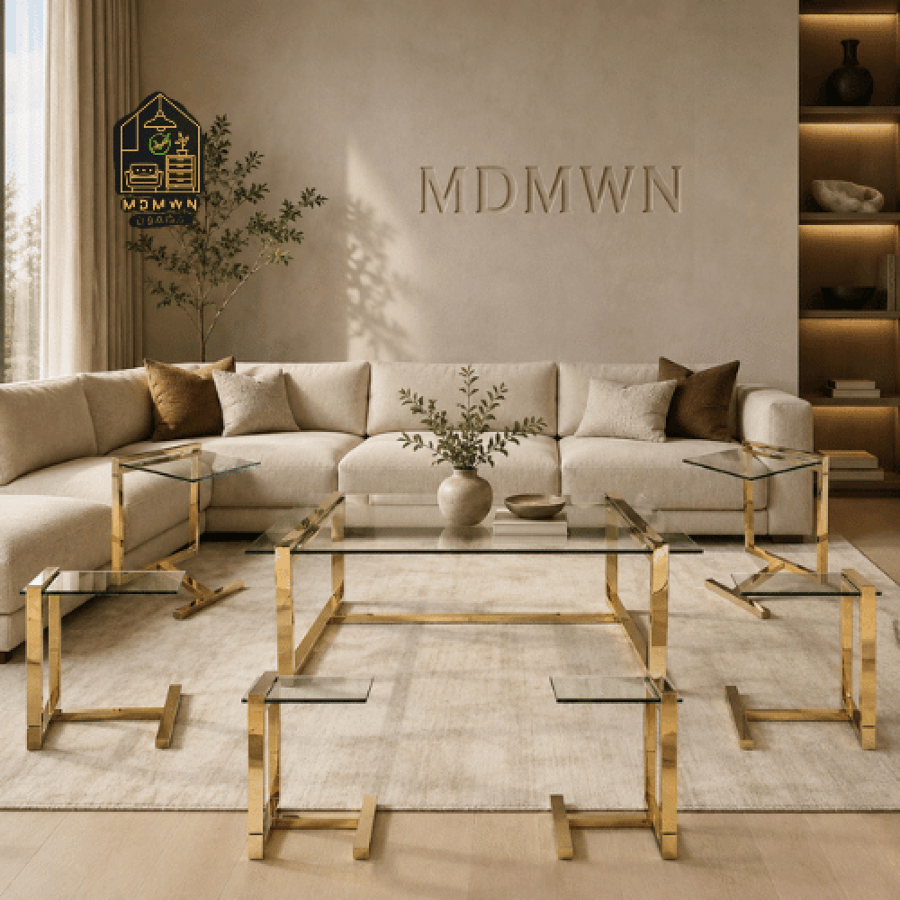 طقم طاولات خدمة زجاج عصرى