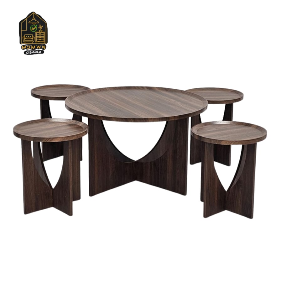Luxury round wooden tea table set