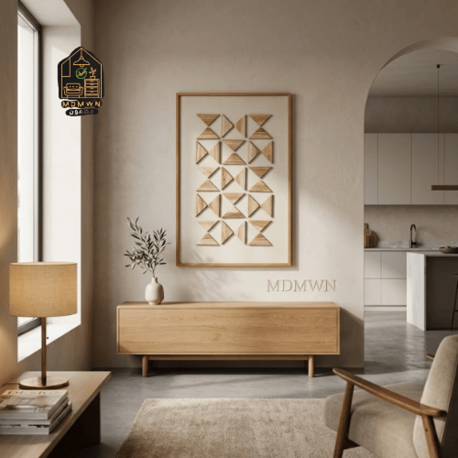 لوحة جدارية مزينة مثلثات خشبية  120 سم