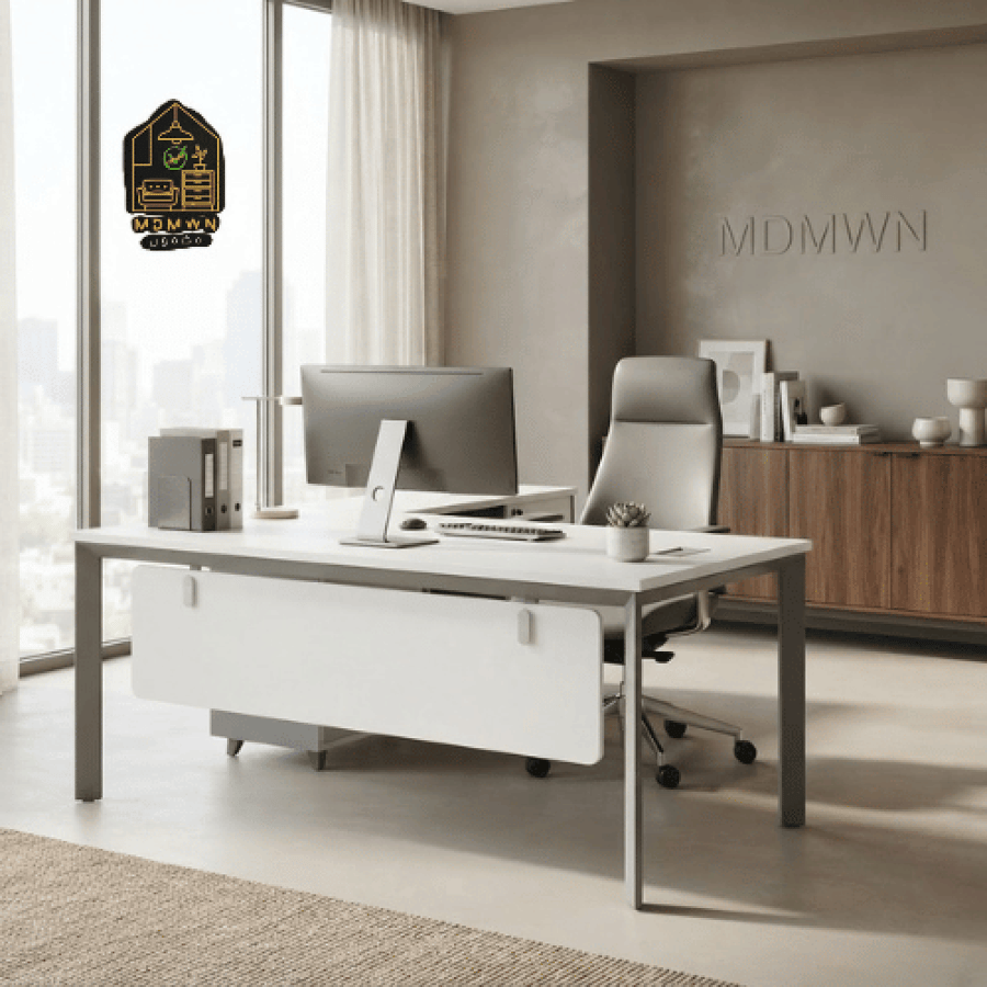 مكتب عمل إداري بتصميم حرف L مع وحدة أدراج