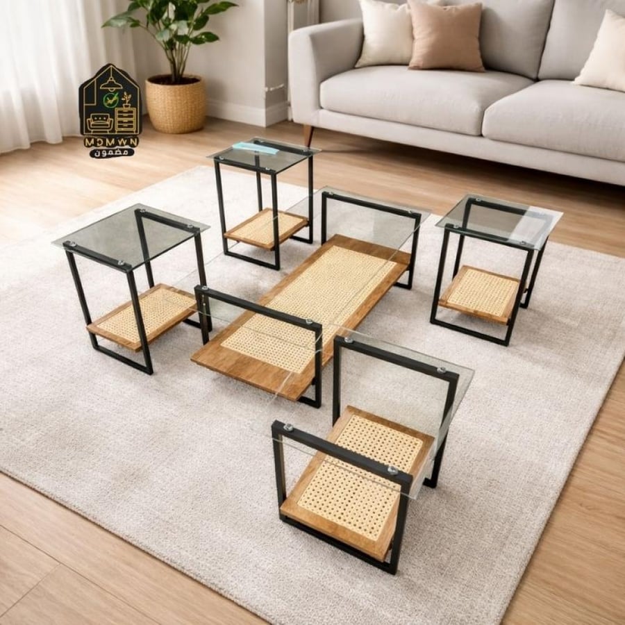 Glass serving table set