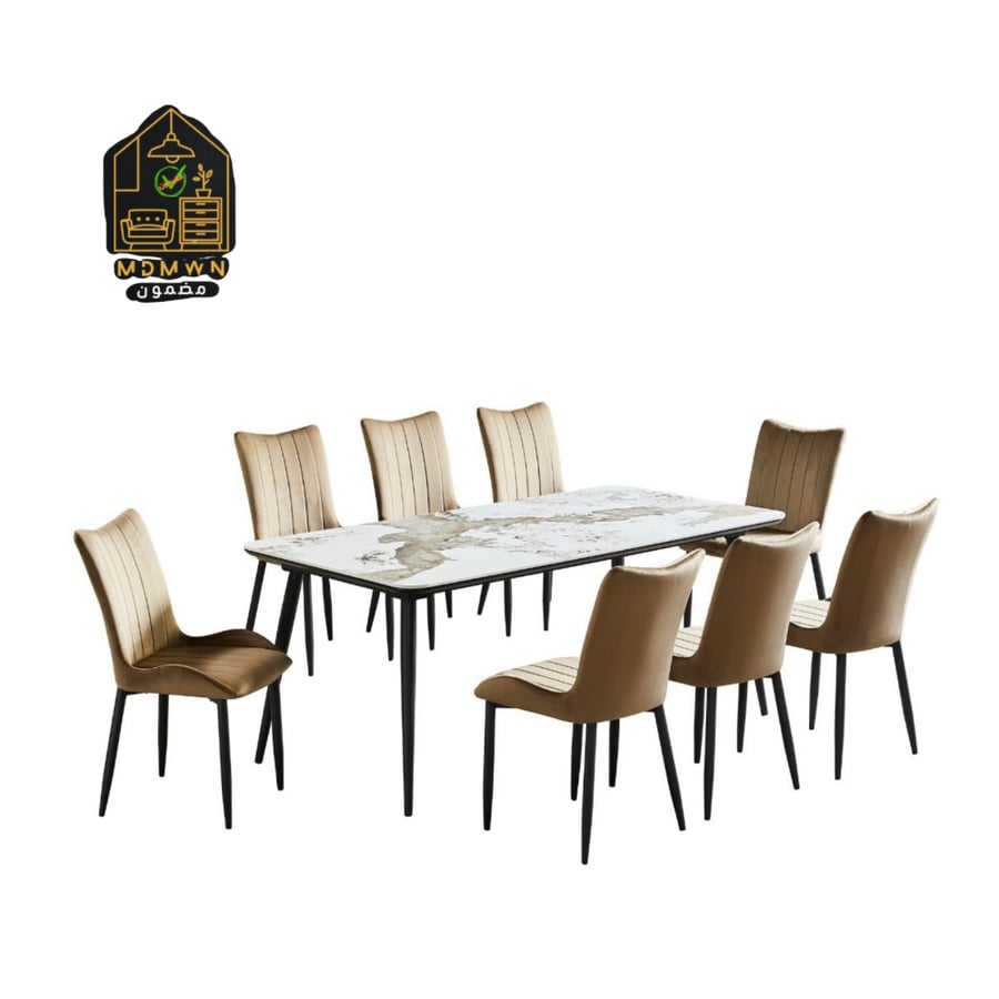 Ceramic table set with 4 chairs, gray color