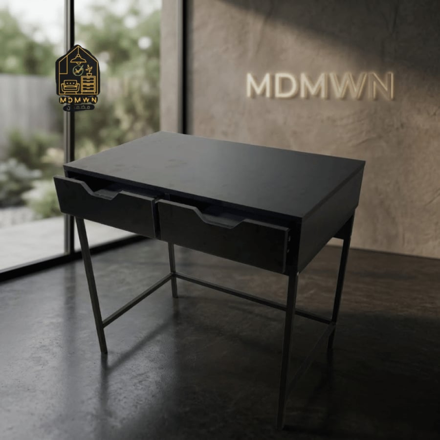 Stylish Metal Desk with Storage Drawers - Two Colors (Black/White)