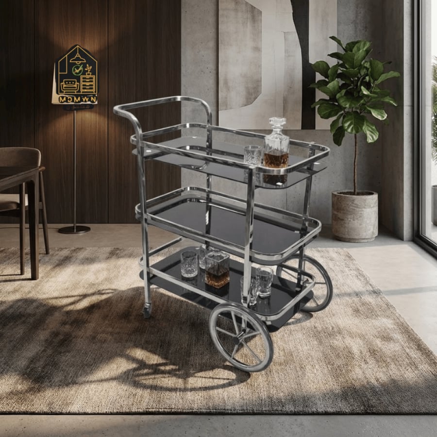 3-tier glass serving cart