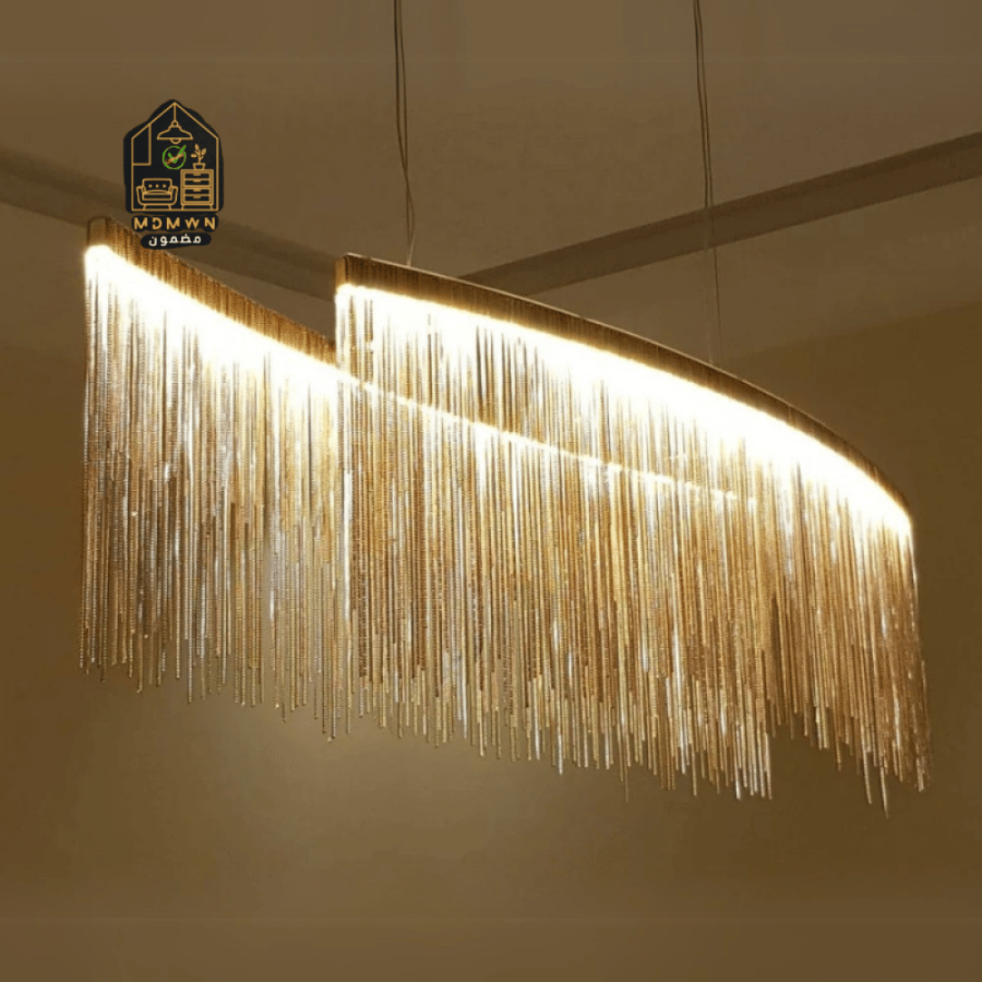 3-light golden eyelash chain chandelier, 1.50m