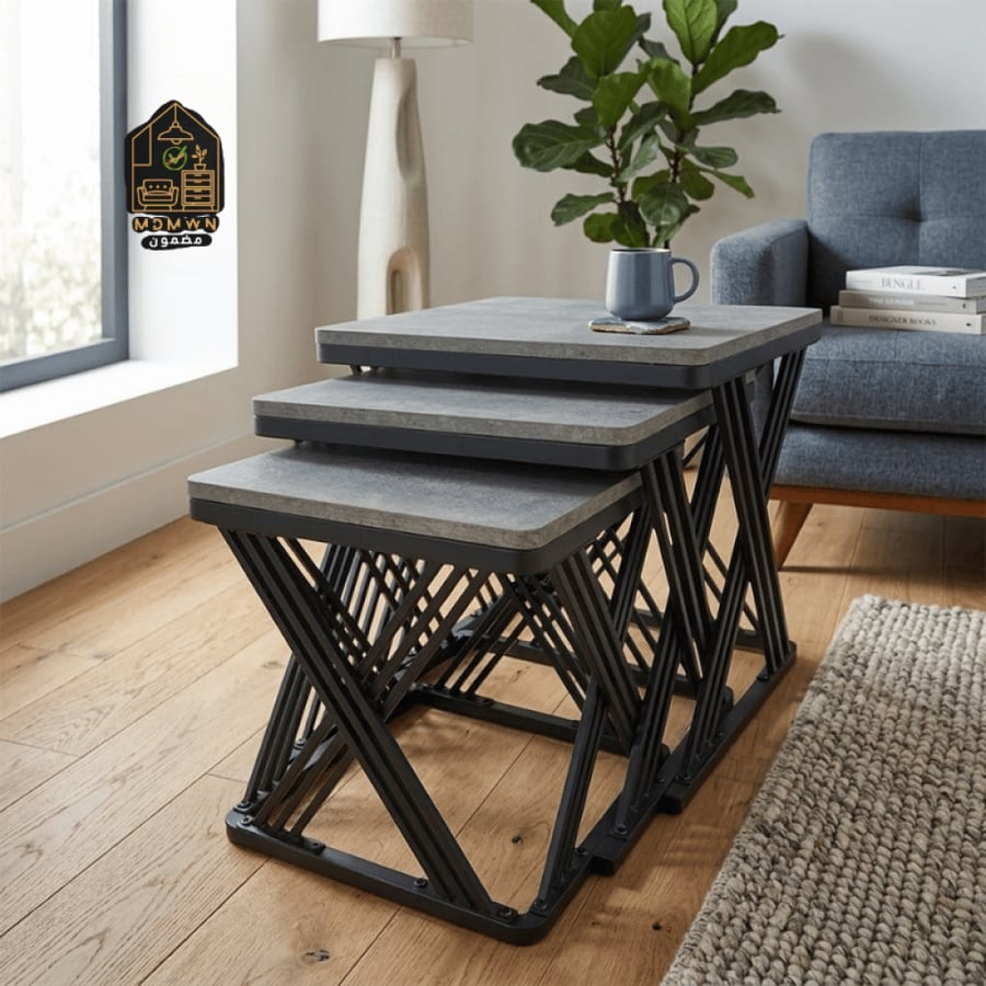 Modern nesting service table set – 3 pieces