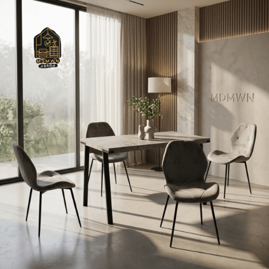 طاولة طعام مع 4 كراسي تصميم عصري من الخشب