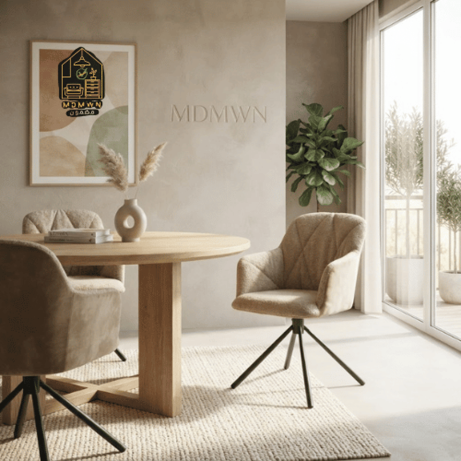 Modern dining chair with an elegant design, available in multiple colors.