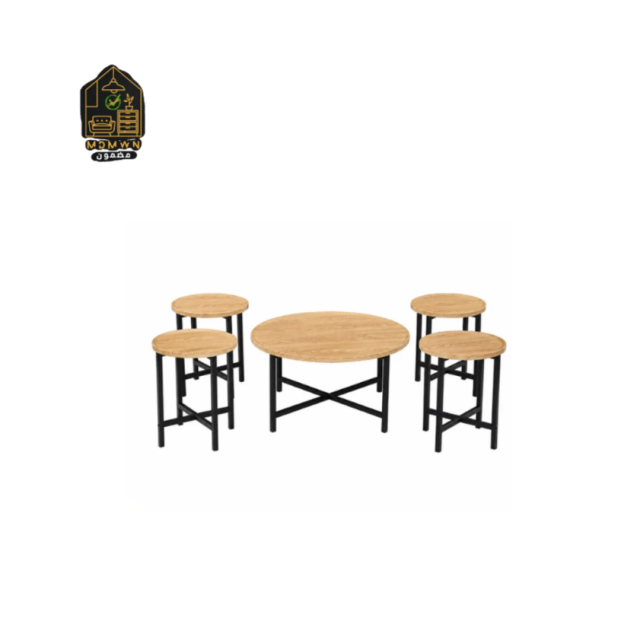 Round wooden tea table set in various colors