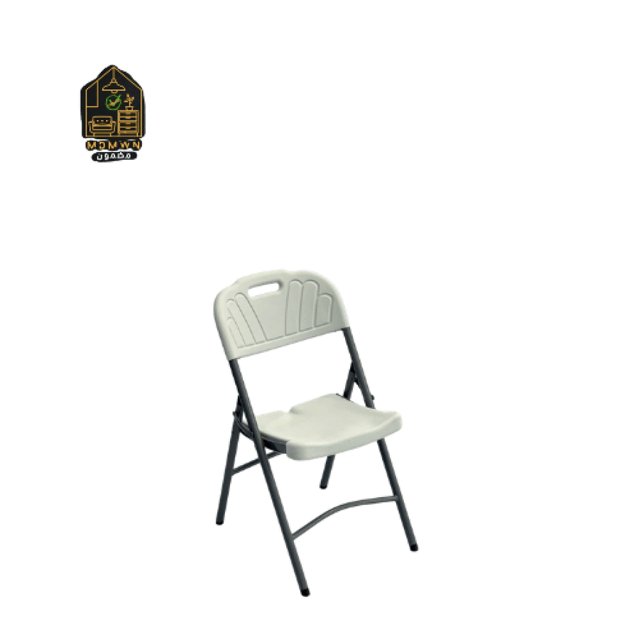 كرسي قابل للطي أبيض بهيكل معدني