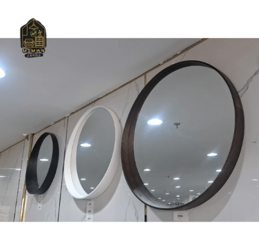 مرآة حائط دائرية بإطار سميك عدة الوان