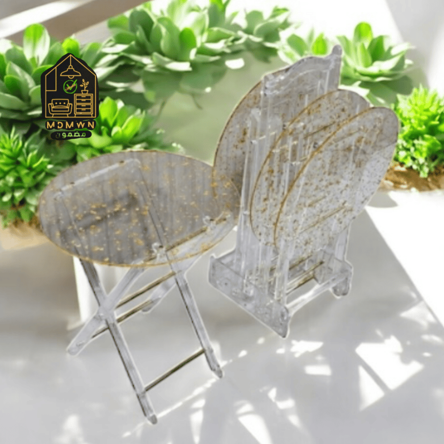 Luxury gold engraved round acrylic serving table set