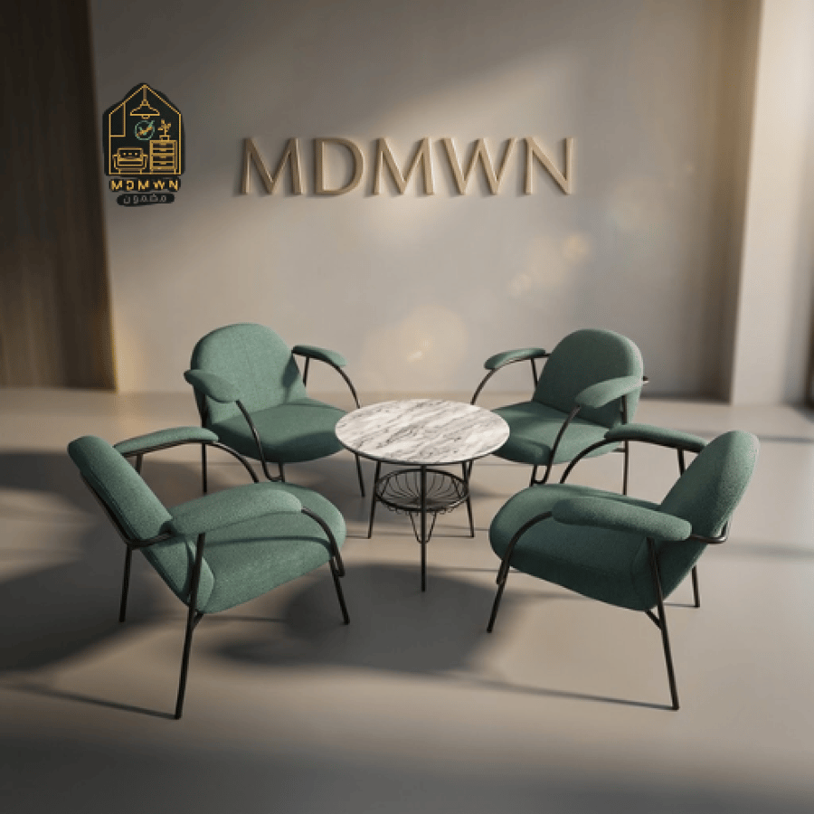 طقم طاولة دائرية رخامية مع ٤ كراسي عدة الوان
