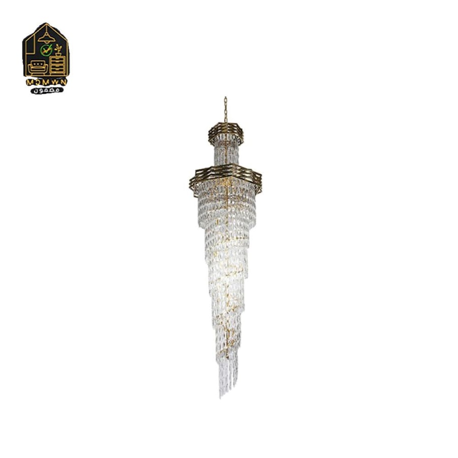Luxurious crystal chandelier with a long spiral design