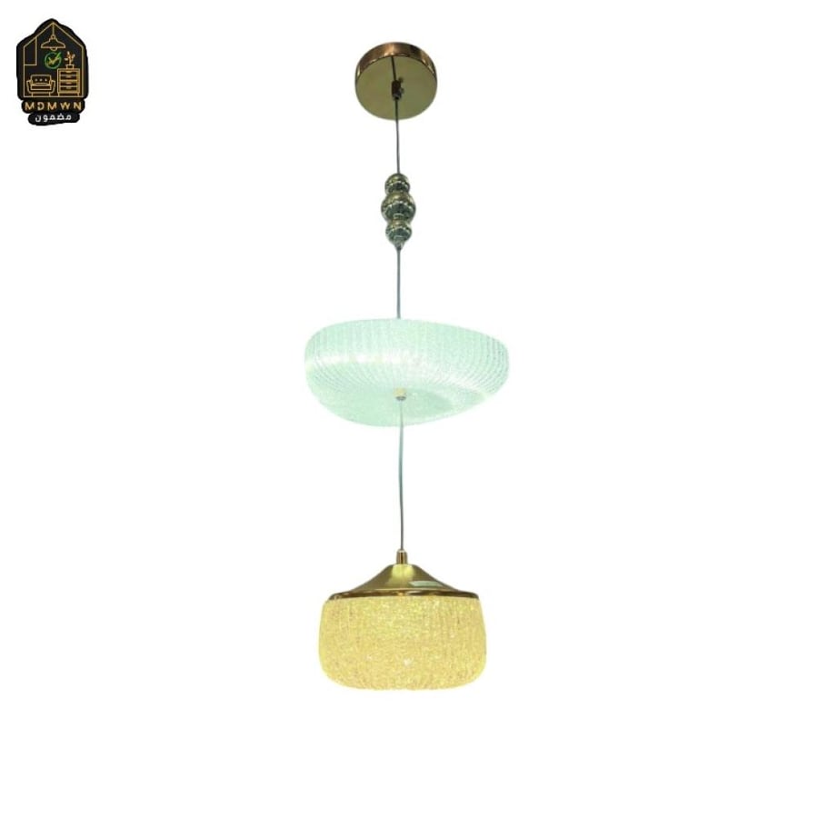 Elegant gold crystal chandelier with double lighting design