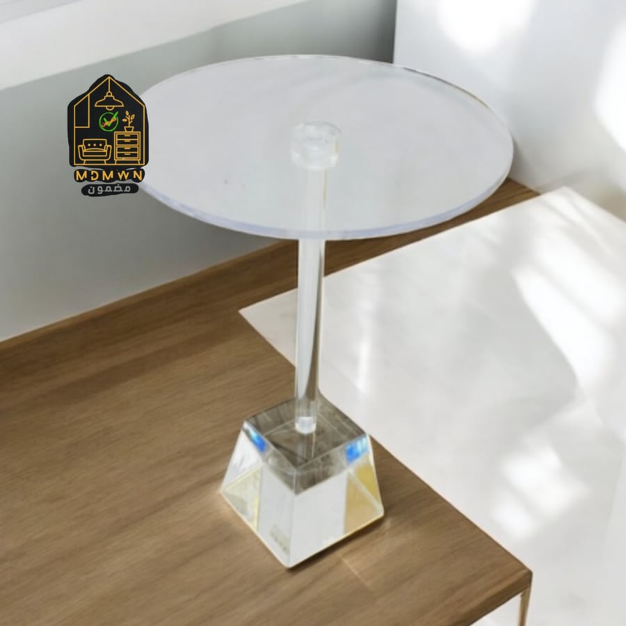 Clear acrylic side table with a luxurious pyramid base - attractive modern design
