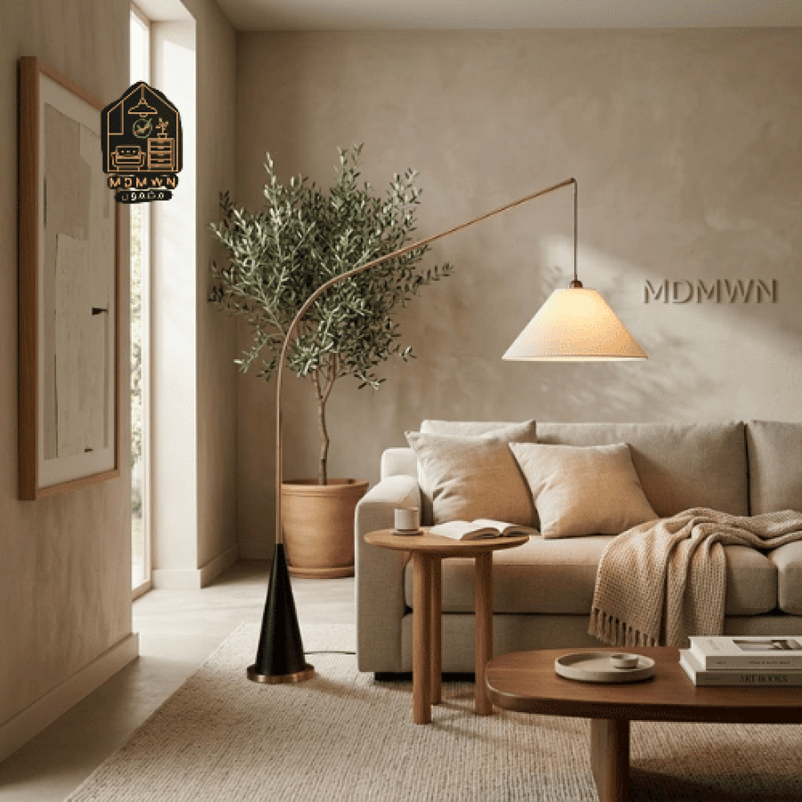 أباجورة أرضية مودرن بتصميم ذراع منحني