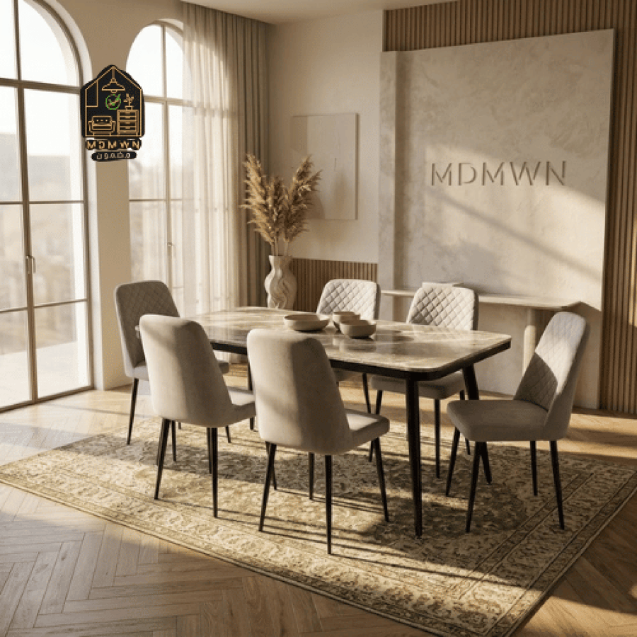 طقم سفرة مودرن فاخر - تصميم رخامي وألوان متعددة
