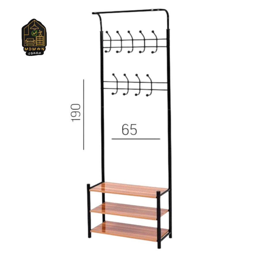 Modern hanger made of wood and iron - 3 shelves and 12 hangers