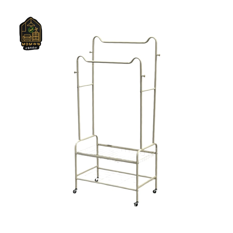 Double Clothes Hanger with 2 Mesh Shelves - (White/Black)