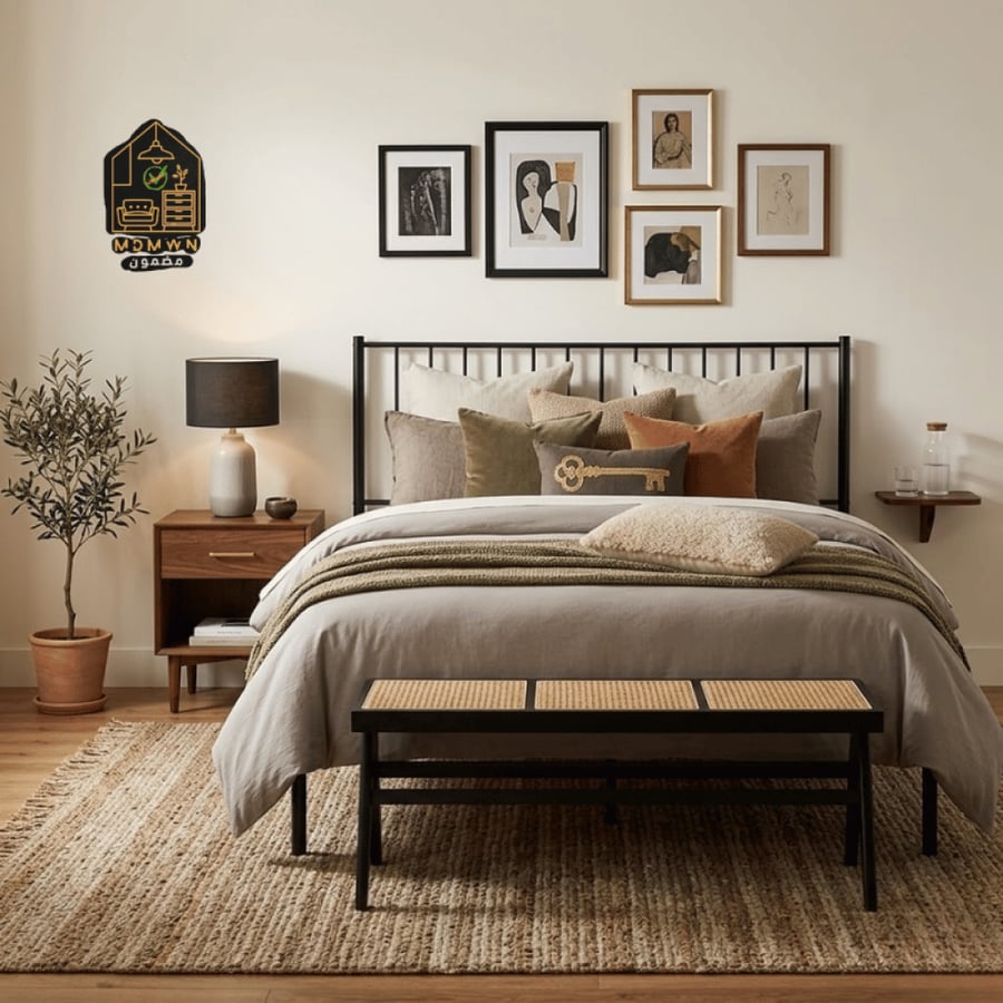 Modern iron bed with a practical and sturdy design, available in multiple sizes.